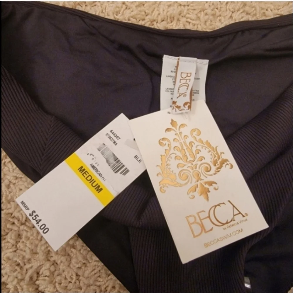 BECCA Black Bikini Bottoms Size Medium NWT